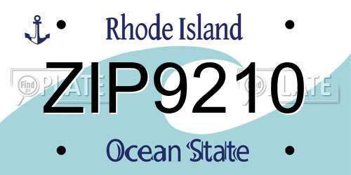 ZIP9210 Rhode Island License Plate