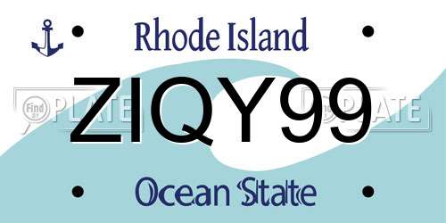 ZIQY99 Rhode Island License Plate
