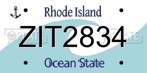 ZIT2834 Rhode Island License Plate