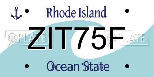 ZIT75F Rhode Island License Plate