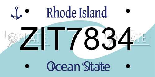 ZIT7834 Rhode Island License Plate