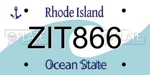 ZIT866 Rhode Island License Plate
