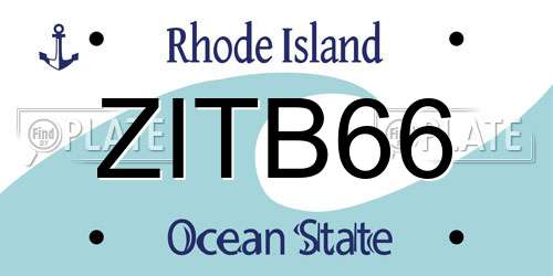 ZITB66 Rhode Island License Plate