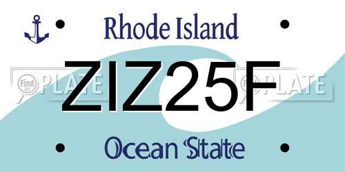 ZIZ25F Rhode Island License Plate