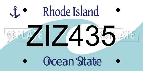 ZIZ435 Rhode Island License Plate