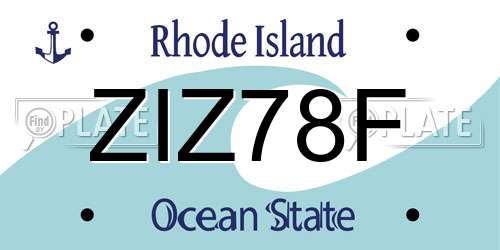 ZIZ78F Rhode Island License Plate