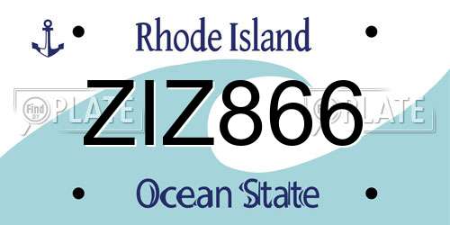 ZIZ866 Rhode Island License Plate