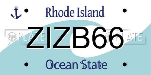 ZIZB66 Rhode Island License Plate
