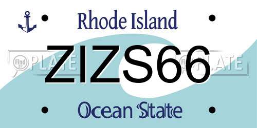 ZIZS66 Rhode Island License Plate