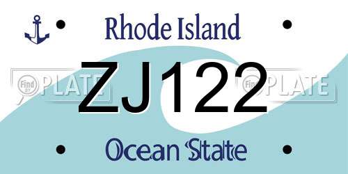 ZJ122 Rhode Island License Plate