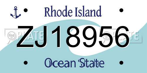 ZJ18956 Rhode Island License Plate