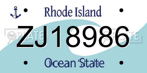 ZJ18986 Rhode Island License Plate