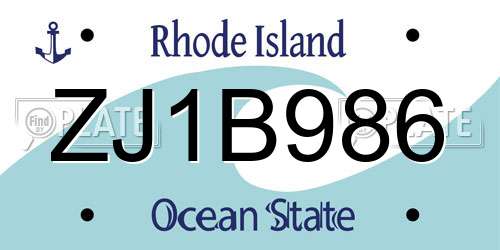 ZJ1B986 Rhode Island License Plate