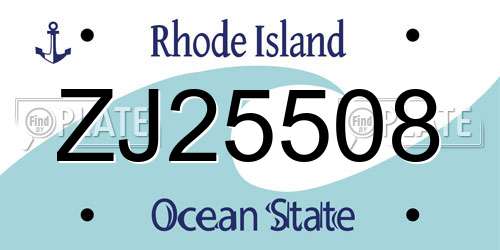 ZJ25508 Rhode Island License Plate