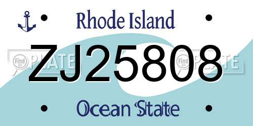 ZJ25808 Rhode Island License Plate