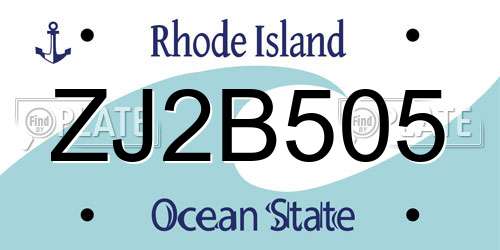 ZJ2B505 Rhode Island License Plate