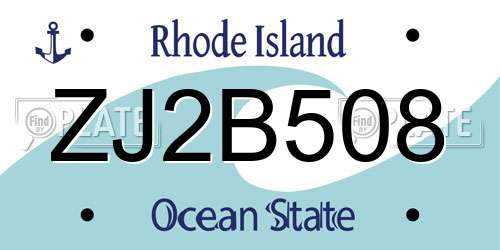 ZJ2B508 Rhode Island License Plate