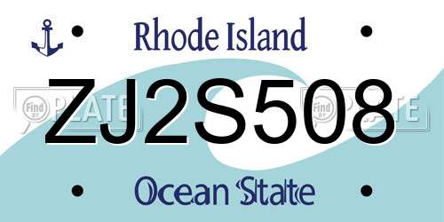 ZJ2S508 Rhode Island License Plate