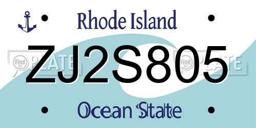 ZJ2S805 Rhode Island License Plate