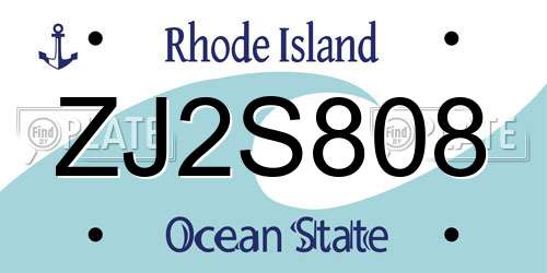 ZJ2S808 Rhode Island License Plate