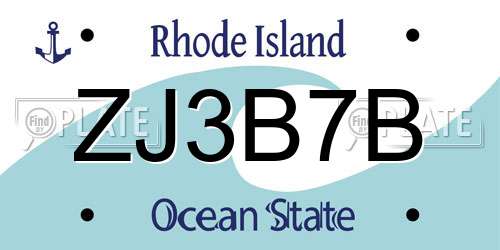 ZJ3B7B Rhode Island License Plate