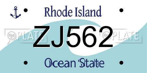 ZJ562 Rhode Island License Plate