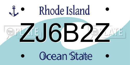 ZJ6B2Z Rhode Island License Plate