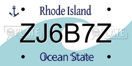 ZJ6B7Z Rhode Island License Plate