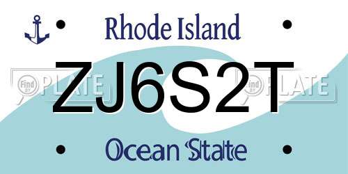 ZJ6S2T Rhode Island License Plate