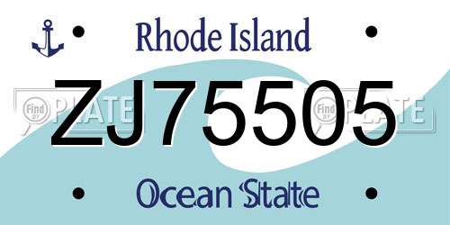 ZJ75505 Rhode Island License Plate