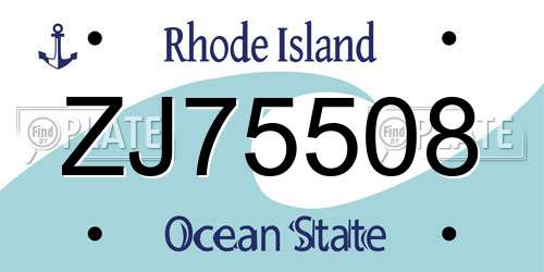 ZJ75508 Rhode Island License Plate