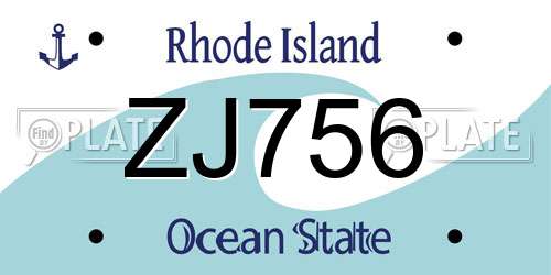 ZJ756 Rhode Island License Plate