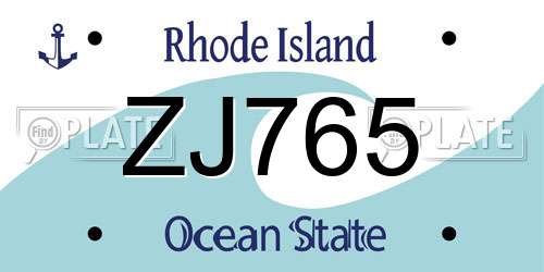 ZJ765 Rhode Island License Plate