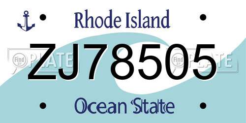 ZJ78505 Rhode Island License Plate