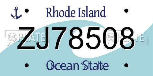 ZJ78508 Rhode Island License Plate