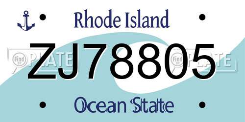 ZJ78805 Rhode Island License Plate