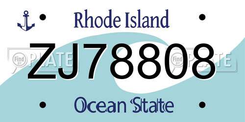 ZJ78808 Rhode Island License Plate