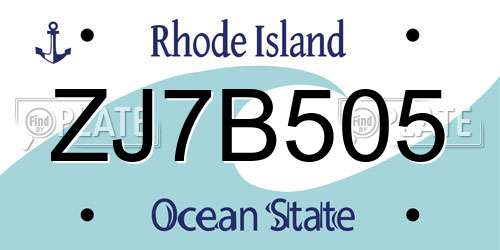 ZJ7B505 Rhode Island License Plate