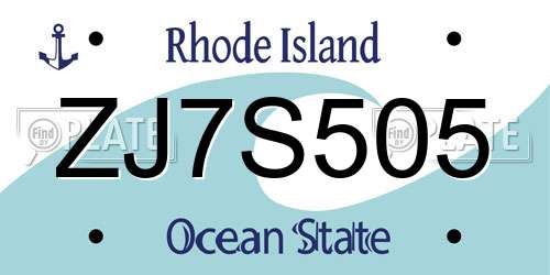 ZJ7S505 Rhode Island License Plate