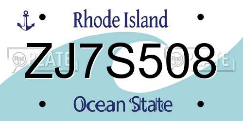 ZJ7S508 Rhode Island License Plate
