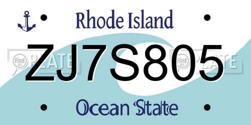 ZJ7S805 Rhode Island License Plate