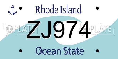ZJ974 Rhode Island License Plate