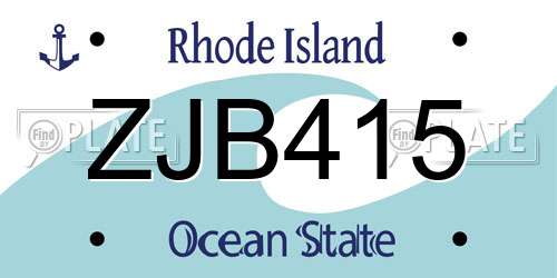 ZJB415 Rhode Island License Plate