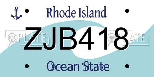 ZJB418 Rhode Island License Plate
