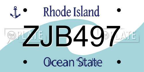 ZJB497 Rhode Island License Plate