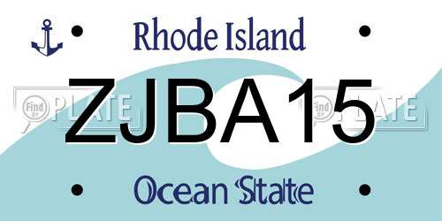 ZJBA15 Rhode Island License Plate