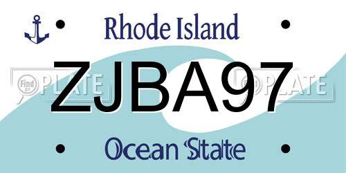 ZJBA97 Rhode Island License Plate