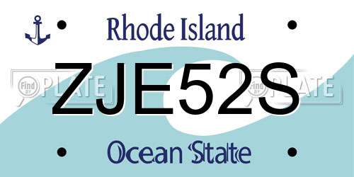 ZJE52S Rhode Island License Plate