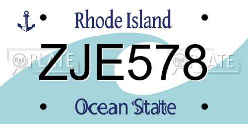 ZJE578 Rhode Island License Plate