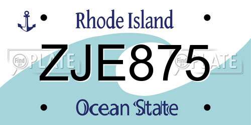 ZJE875 Rhode Island License Plate